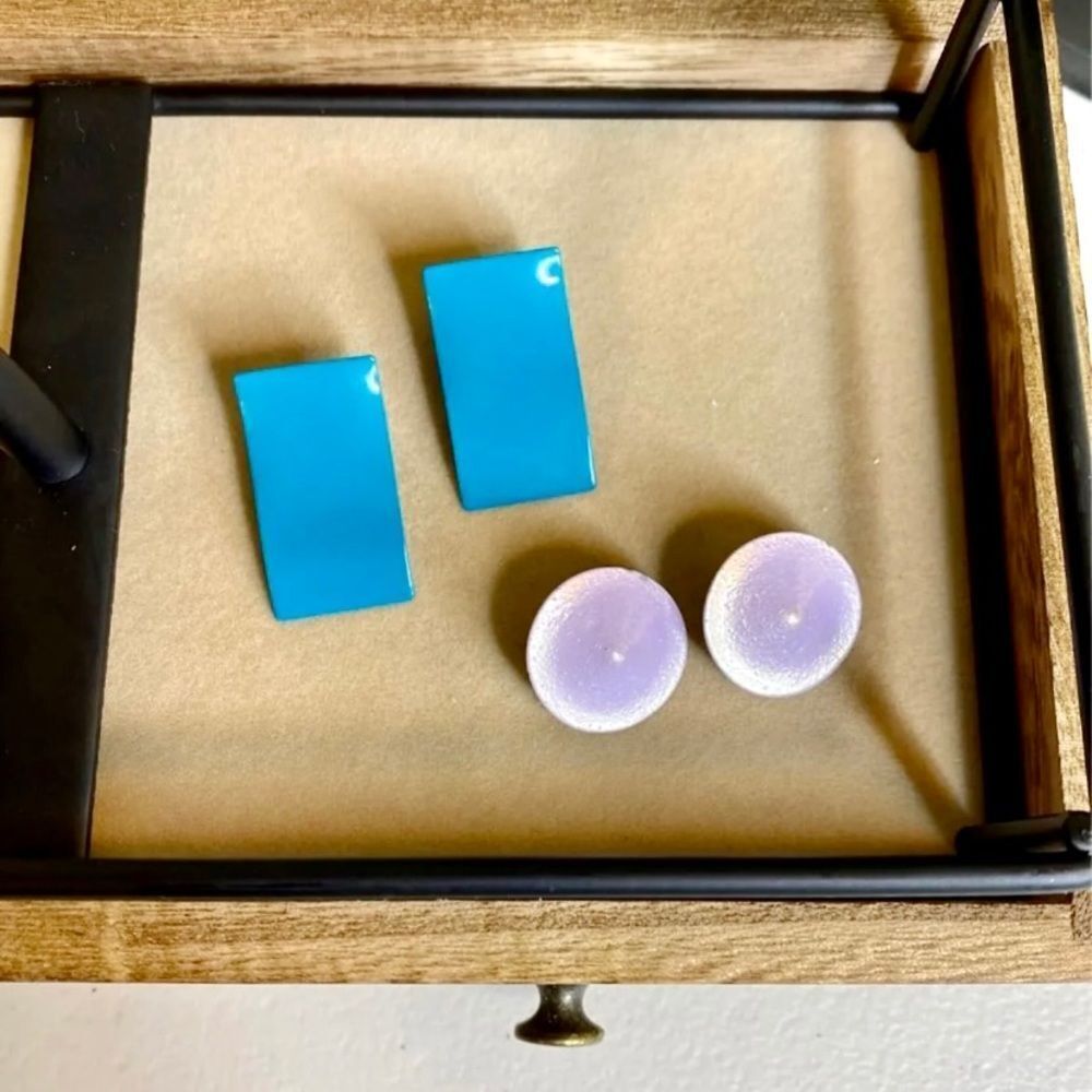 Retro Blue Wave Earrings Set
